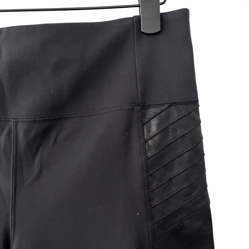 Athleta Delancey Gleam Moto Shorts Size XL Black High Rise Sculptek Like New
